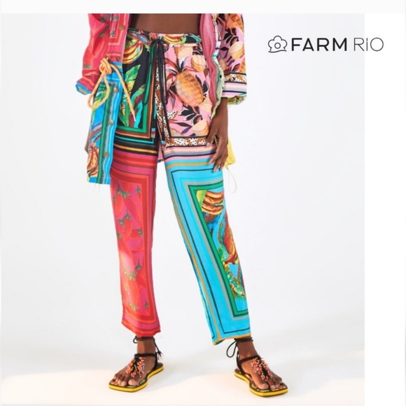 FARM Rio Pants - FARM RIO Tropical Mixed Scarf Pants